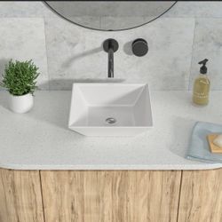 16"x 16" White Ceramic Square Vessel Bathroom $30  401