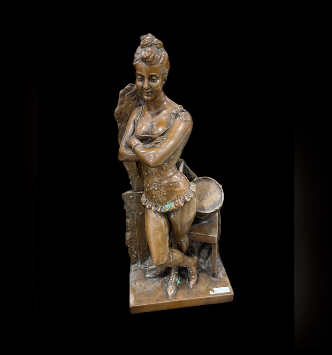 19th Century Antique Copper Signed De Guerre Elegant Art  Woman 21in 