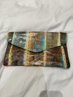 Exotic Leather Water Snake Multicolor Clutch
