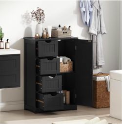 Black Bathroom Storage Cabinet with Drawers