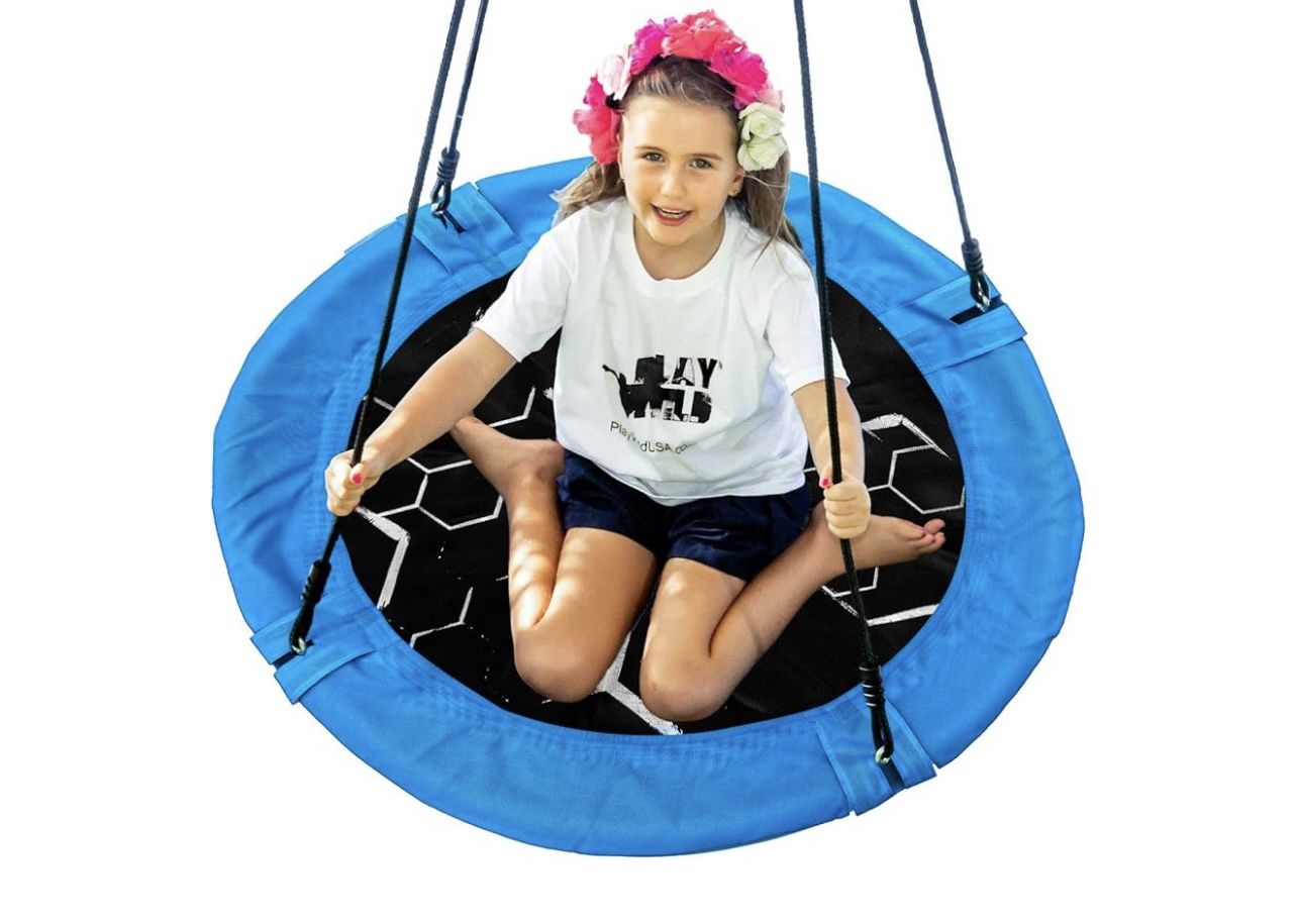 Play Wild Saucer Swing Saucer Tree Swing - 40' Round Swing Set - Blue