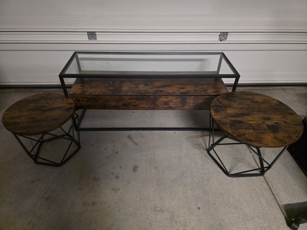 Side Tables And Glass Top Coffee Table