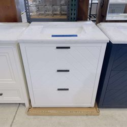 Brand New Bathroom Vanity “30” in White with 3 modern drawers and Marble Top in White $489 