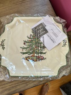 Spode Christmas Tree 12.5” Square Handled Platter – NEW