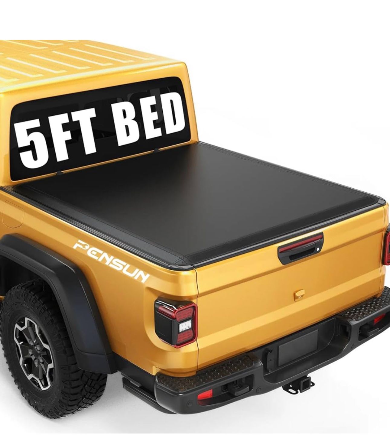 PENSUN Soft Tri-Fold Truck Bed Tonneau Cover Fit for 2020-2024 Jeep Gladiator, Pickup Truck Bed Cover 5 FT