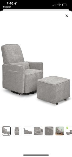 Davinci sierra swivel glider in heathered grey with gliding ottoman hotsell