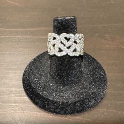 Sterling silver heart rhinestone band. Approx size 6.