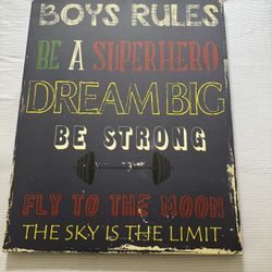 Boys Rules Wall Decor 