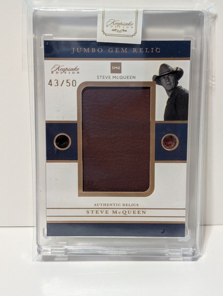 2025 Keepsake Edition Steve McQueen Jumbo Gem Relic Card #43/50 Authentic Leather