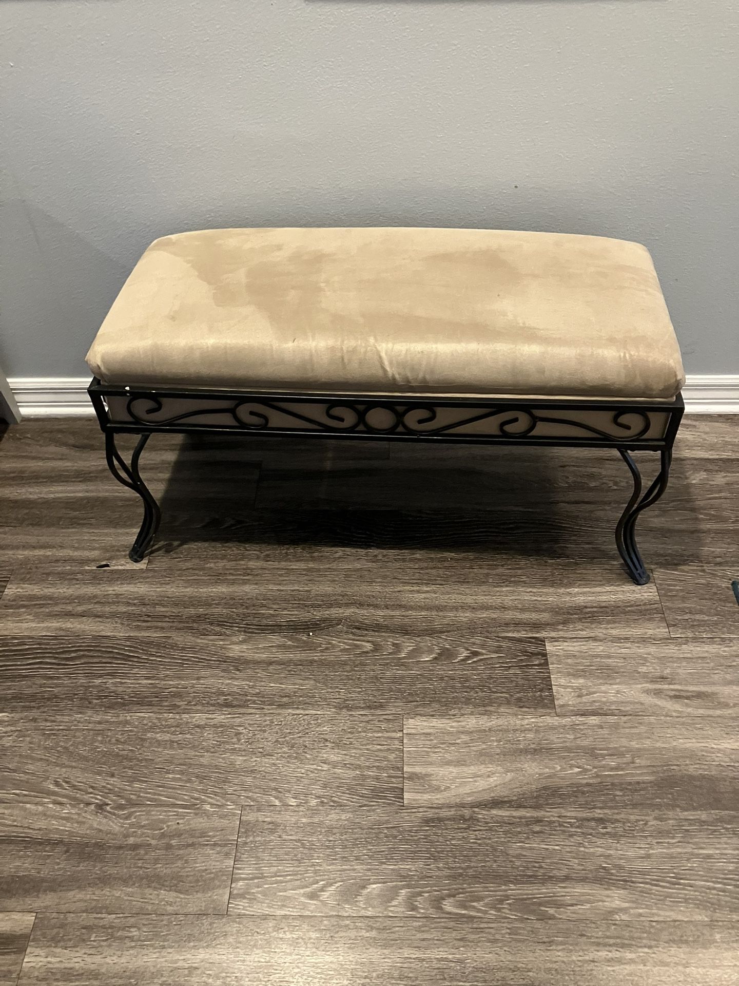 Storage Bench With Tan Microfiber Cushion
