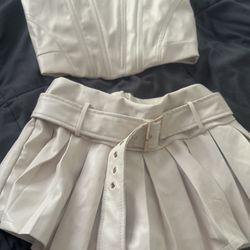Leather Crop Top & Skirt Combo