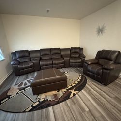 Recliner Couch And Chair With Ottoman And Rug
