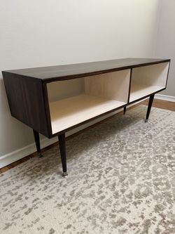 Walnut TV Media Console Table Mid century