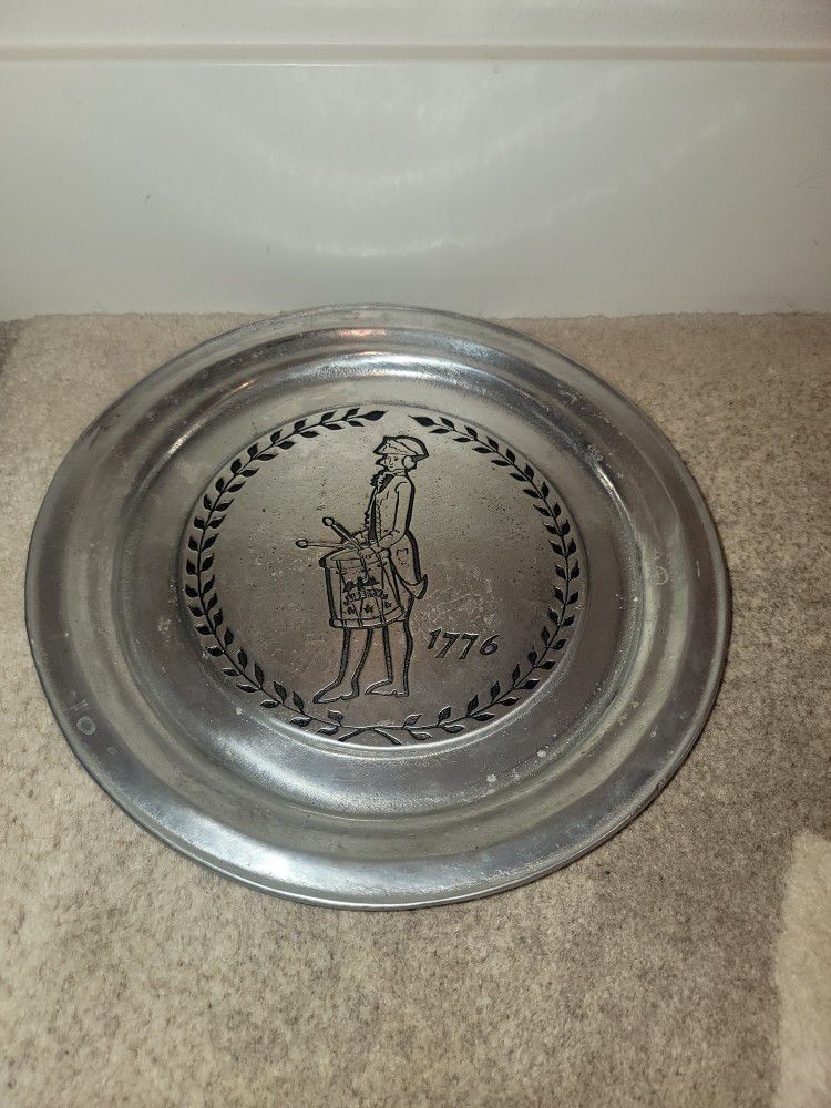 Vintage Wilton Pewter Columbia Plate USA 1776 Collector Plate 11 inch

