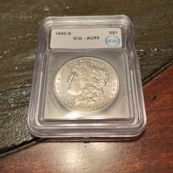 1890-S Morgan Silver Dollar Graded AU55!