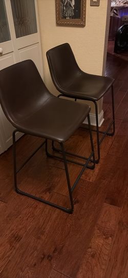 Counter height Bar Stools- brown, faux leather