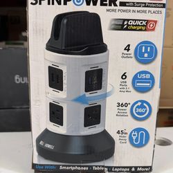 Bell + Howell 4-Outlets / 6 USB Spin Power - The Ultimate Smart Charging Station