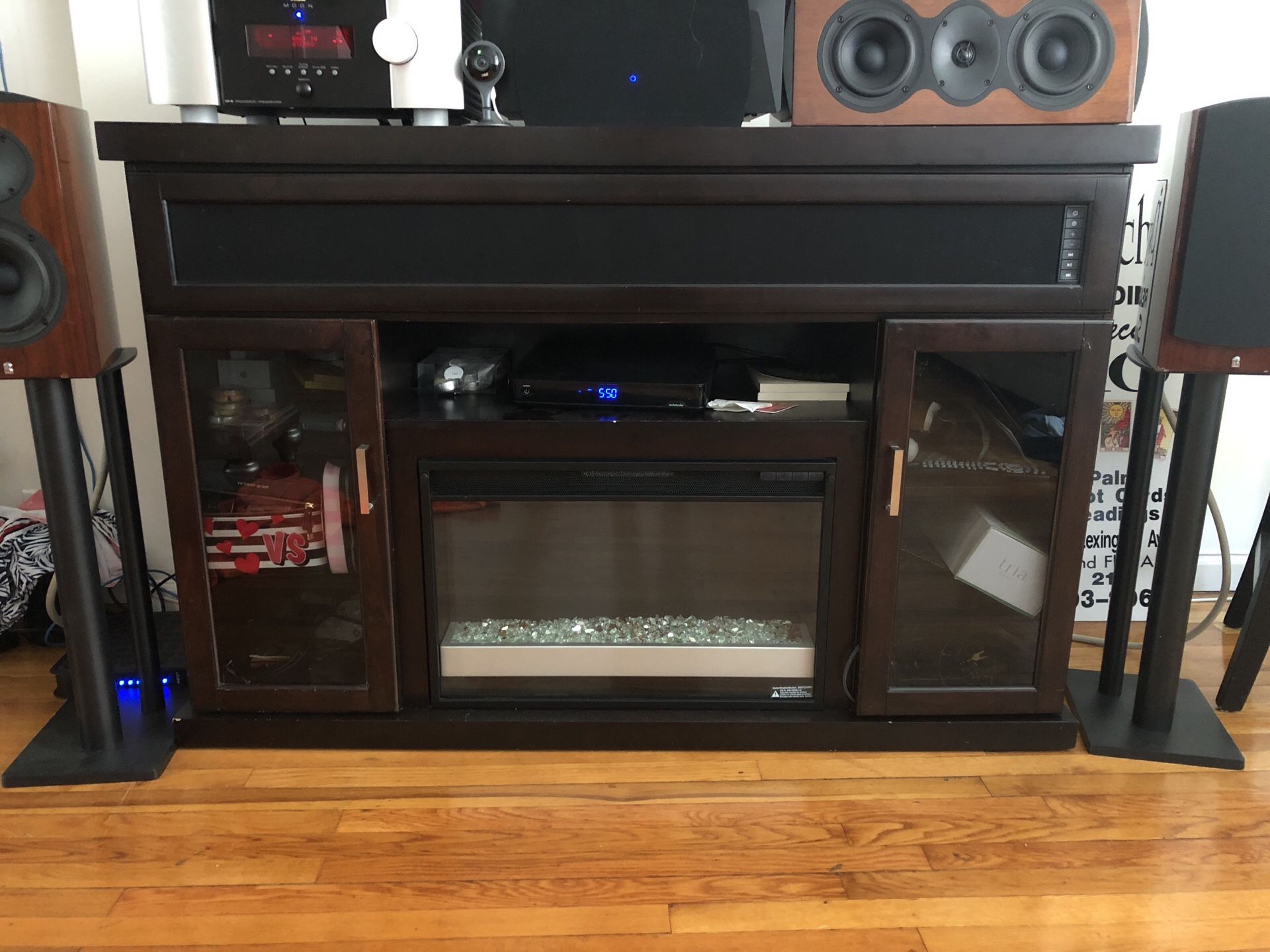 Fireplace and tv stand n sound bar