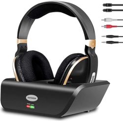 Wireless Headphones for TV with 2.4G RF Transmitter Charging Dock, 100FT Range, Plug and Play, High Volume TV Headphones Wireless for Seniors, 20H Pla