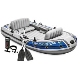 Intex Excursion 4 Inflatable Boat + Electric Pump