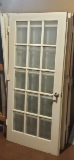 4 doors total French 15 Glass Panel Entry solid wood Doors 36" X 79.5" Or Sell "Individually" but 4 doors total. Were used as 2 Sets of double doors w