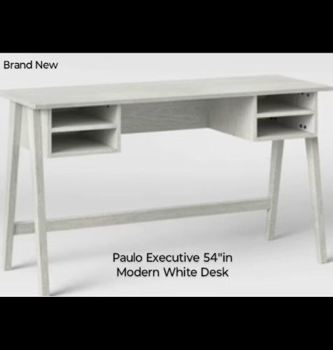 Brand New Project 62 Paulo Executive 54"in Modern Desk Wash White