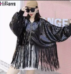 Sequin fringe sequin jacket