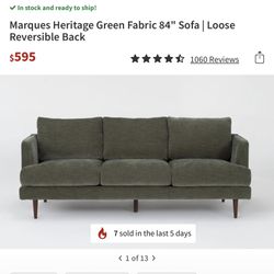 Living Spaces Marques Heritage Green Couch/Ottoman