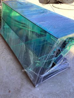 Glass TV stand with glass shelves