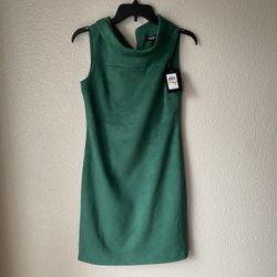 DKNY Sleeveless Jewel Neck Scuba Crepe Dress, -Emerald Green, -Size 2, -NWT