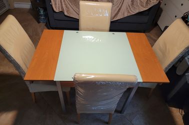 Dining Table With Built In Extension And 4 Chairs