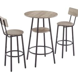 Bar Table with Chairs (Grey)