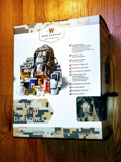 Brand new in box Wise 5-Day Survival Backpack Essential Items Needed in a Disaster