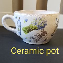 Ceramic Plant Pot 7.5"Wx5"H New! 