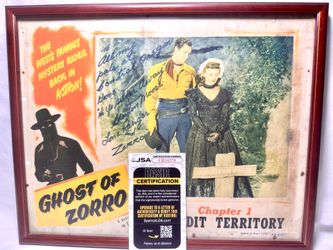 Clayton Moore SIGNED 1949 Ghost of Zorro Lobby Card JSA