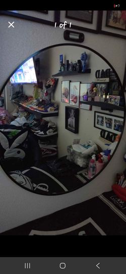 Large Round Wall Mirror Black Frame