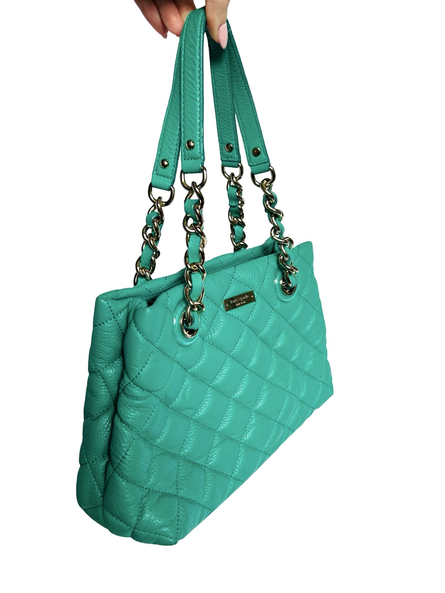 Kate Spade Verna Green Handbag Gold Coast Maryanne Quilted Leather Chain Bag