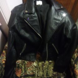 H&M Black Leather Jacket Size 4 Women's