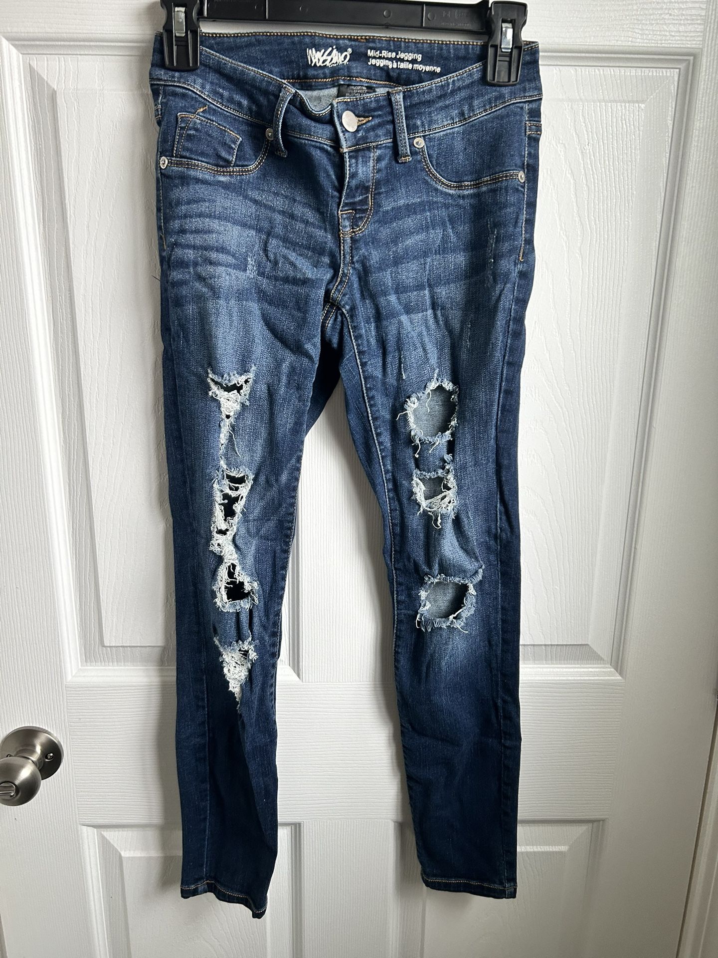 Mossimo Supply Co. Distressed Dark Blue Skinny Jeans