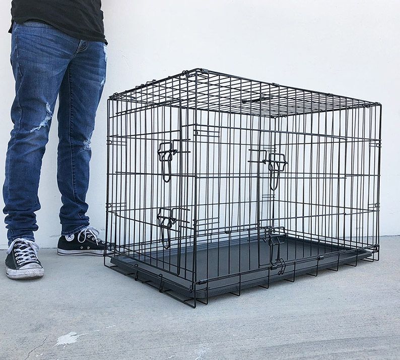 $50 (New in box) Folding 36” dog cage 2-door pet crate kennel w/ tray 36”x23”x25”