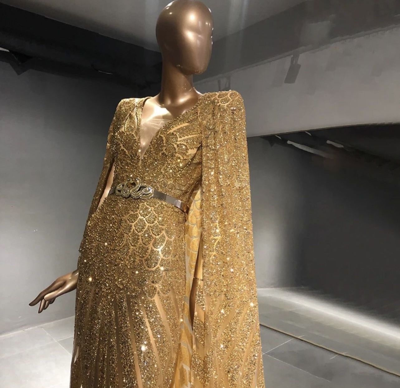 Luxury Gold Beaded Gown Dress