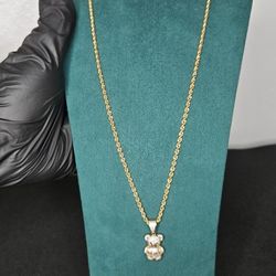 10k encrypted teddy bear pendant chain