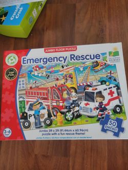 Kids floor puzzle emergency rescue cars