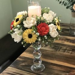 Centerpieces Made With Wood Flowers