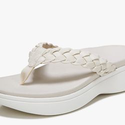 Vionic KENJI Cream Braided Synthetic Platform Flip Flop Sandals Women’s Sz 8.5