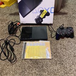 Ps2 Slim Black Box And Manual 