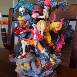 One Piece Luffy-Kid-Trafalgar Law Anime ABS Action Figure Battle w/base, 8" Tall