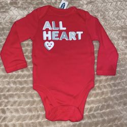 New perfect condition baby girls long sleeve bodysuit Valentine’s Day 6 9 12 