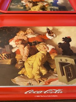 Coca-Cola Santa Claus Christmas, Metal Tray Set of2