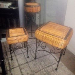 Wicker Accent Table Set